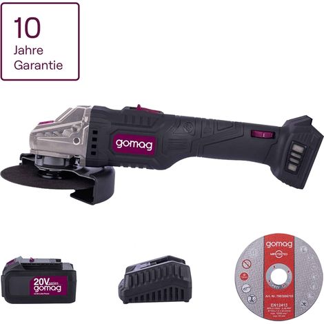 Gomag Akku Winkelschleifer GO-WS125 20V Ø125mm Trennscheibenset Akku/ Ladegerät (1/5)