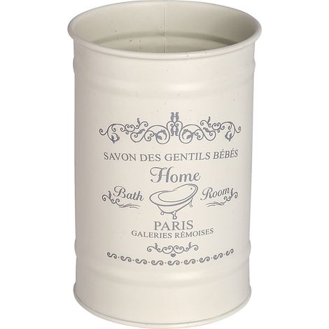 WENKO Gobelet Salle de Bain, Porte Brosse à Dent Home, Acier, Ø 7,5x11,5 cm, Crème (1/5)