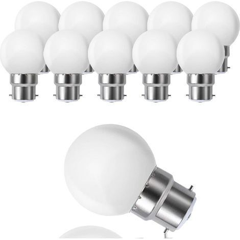 Lot de 10 globes LED B22 G45, blanc chaud 3500 K, 3 W G45, 180 lm, boîtier en polycarbonate mat, non dimmable [Classe énergétique G] -INHHUB (1/4)