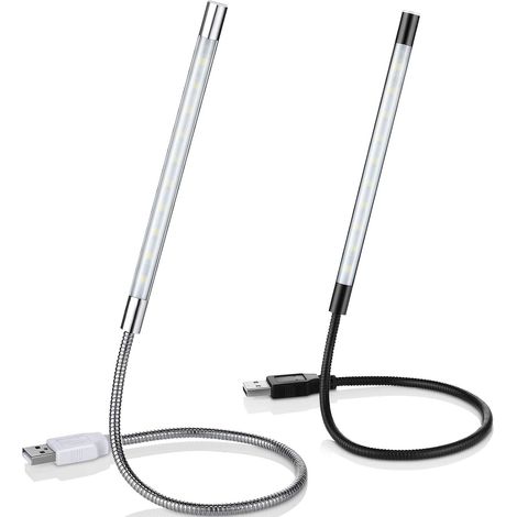 Flexible USB-LED-Leseleuchte mit dimmbarem Schwanenhals und Touch-Funktion für Laptop, Buch und Bett, Schwarz und Silber (1/5)