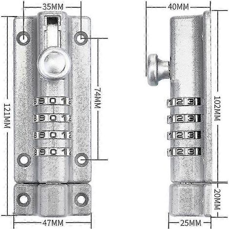 Serrure à code, serrure de porte recodable à 4 roues, résistante à l'eau, sans clé, avec vis unidirectionnelles haute sécurité, pour abris de jardin/granges, noire (1/4)