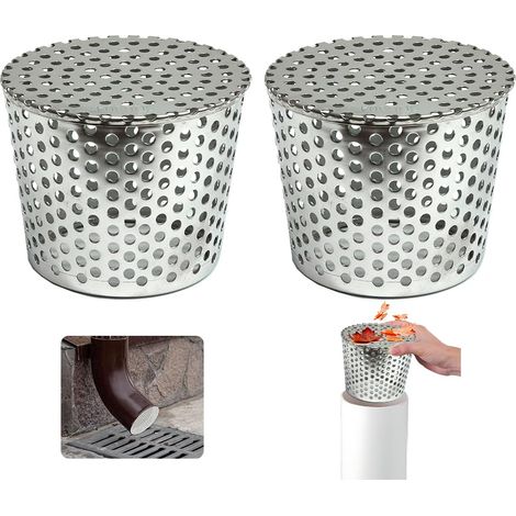 Filtres De Gouttière en Acier Inoxydable, Lot de 2 Crapaudine de Gouttière 90-110mm, Filtre Gouttière À Mailles, Grille Protection Gouttiere Anti Feuille, Filtre de Gouttière pour Éviter les Blocages (1/5)