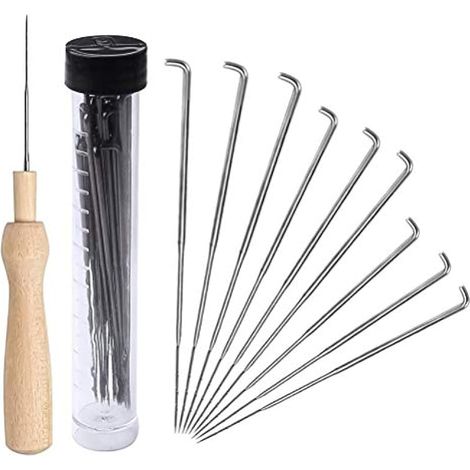 Kit de 30 aiguilles à feutrer, outils de feutrage laine avec bouteille et porte-manche en bois pour animaux en laine (1/5)