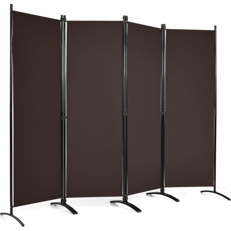 Biombo plegable de 220 x 173 cm separador de ambientes de diseño moderno para interior y exterior en hierro marrón 200013041