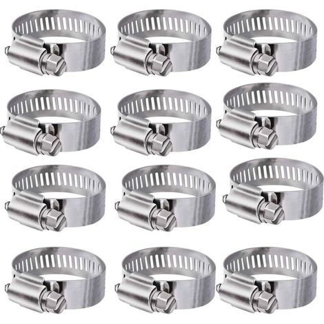 Collier de Serrage 304 Collier INOX Ajustable en Acier Inoxydable Tuyau Pinces Clips Fixationpour Famille Tuyau d'eau,réservoir de gaz,Tube d'automobiles (16-25mm) (1/5)