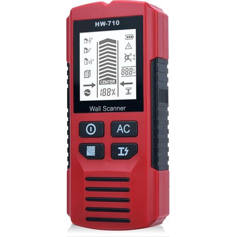 Cable Detector, 5 in 1 Wall Scanner Detector, Multifunctional Stud Detector with LCD Display and Sound Alarm, Electronic Measuring Instrument for Non-Ferrous Metal Cables (1/5)