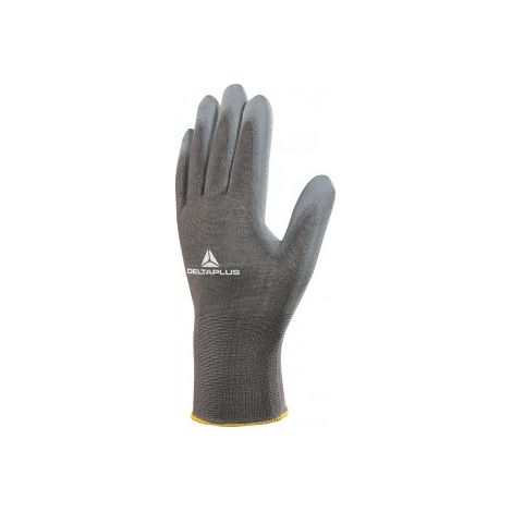 Pack mit 12 Paar gestrickten Handschuhen mit Beschichtung, Gitter 13 PES/PU, grau, Größe 8