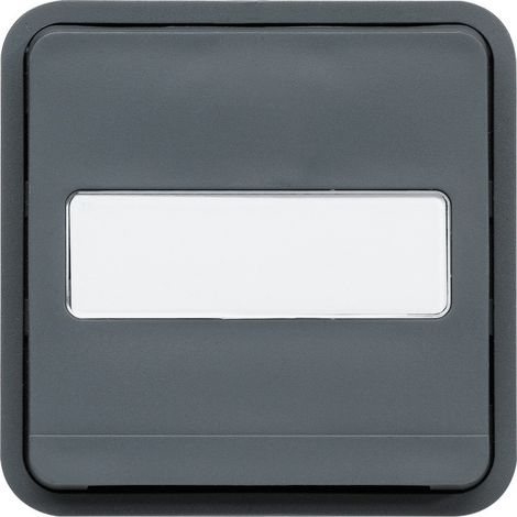 Poussoir à fermeture lumineux rouge étanche Cubyko associable avec porte-étiquette - Gris - WNA025 - Hager (1/4)