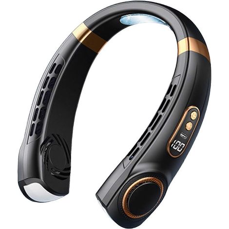 Ventilatore da collo con flusso d'aria rinfrescante a 360°, ventaglio regolabile, piccolo ventilatore USB, 5 velocità (nero) (1/5)