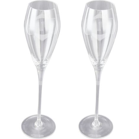 Lot de 2 verres à champagne en cristal de 230 ml, parfaits pour un mariage ou la Saint-Valentin. (1/5)