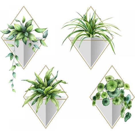 Sticker mural avec plantes vertes en pots (1/5)