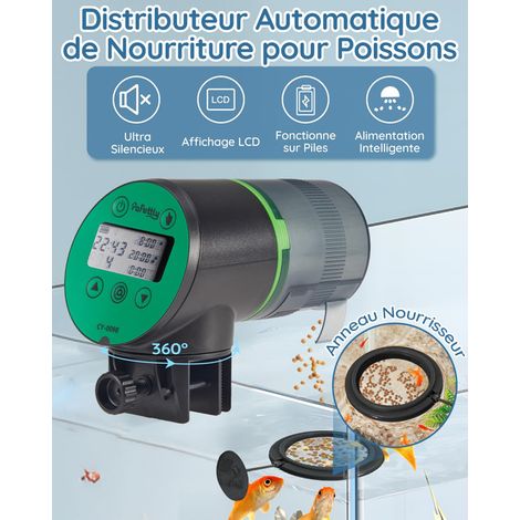 Distributeur automatique de nourriture pour poissons avec écran LCD et support rotatif 360° pour aquarium (1/5)