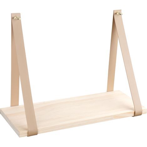Support d'étagère en cuir beige, robuste et durable, idéal pour le salon, la chambre et la décoration murale (1/5)