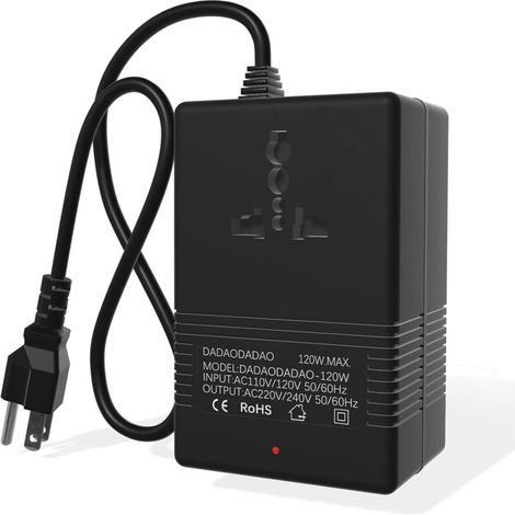 Transformador de voltaje Convertidor de corriente (110 V a 220 V), protección de conversión de voltaje, adecuado para el hogar, viajes, caravana, camping (negro -200 W) (1/2)