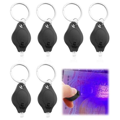 Lot de 6 mini lampes de poche LED, porte-clés en métal avec détecteur UV et filigrane de billets de banque, lampe de poche avec porte-clés, porte-clés ultra-compact [Classe énergétique A] (1/5)
