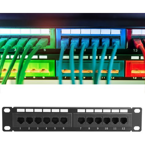 Baie de brassage UTP 12 ports CAT6 RJ45 Ethernet (sans support) (1/5)