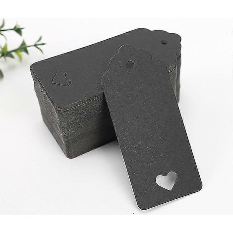 100 Geschenkanhänger (9 x 4 cm) aus Kraftpapier für Bastelarbeiten und Gepäckanhänger-Black