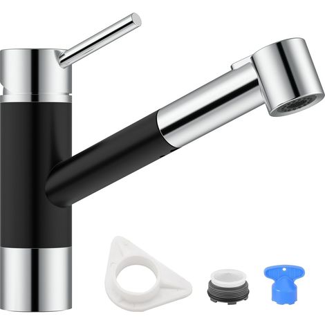 Robinet Cuisine, Mitigeur Cuisine avec Douchette Extractible Rotatif à 360°, avec 2 Modes de Pulvérisation Froid & Chaud Disponible, Acier Inoxydable (1/5)