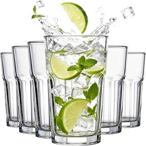 Verres à eau Clear, 435 ml, verres en cristal sans plomb adaptés à l'eau, aux jus de fruits et aux cocktails (1/4)