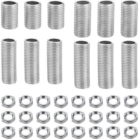 Lot de 36 raccords de tuyau de lampe avec embouts M10 de 2 cm, 3 cm, 4 cm, 5 cm de longueur et écrous M10 plaqués zinc (1/5)