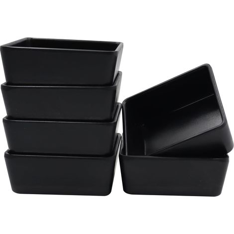 6 x Soy Sauce Bowls, Square Bowls for Soy Sauces, Black Sauce, Plate, Mini Snack Bowl for Desserts, Pasta, Noodles, Rice, Salad, Fruits or Restaurants (9.5 x 9.5 x 3.8 cm) (1/5)