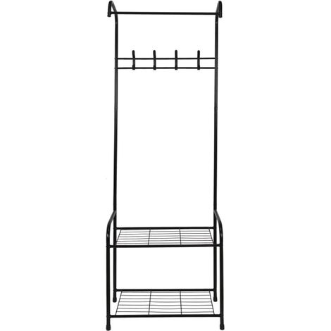 Meuble d'Entrée Vestiaire "2 Niveaux" 170cm Noir (1/5)