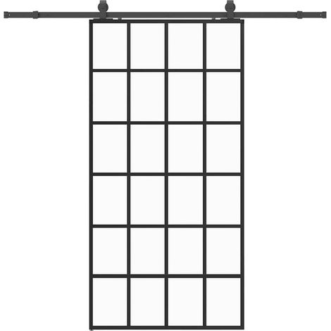 Maison Exclusive - Schiebetür mit Beschlag Schwarz 102x205 cm ESG