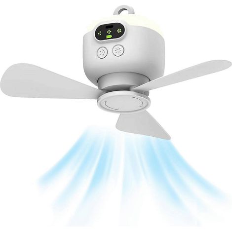 Ventilateur de tente portable rechargeable 8000 mAh 3 pales détachables, crochet de suspension, minuterie, 4 vitesses Idéal pour auvent, véranda, gazebo ou plage (1/5)