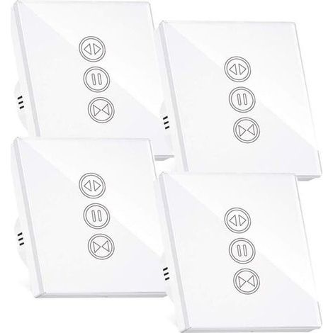 Interrupteur Volet Roulant Connecté, Interrupteur Volet Roulant Wifi,Compatible Avec Alexa/Google Home, Interupteur Connecté Tactile Rétro Éclairage Peut Éteindre Led Timer App Contrôle,4PCS (1/5)