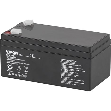 Batería de gel Vipow de 12 V y 3,3 Ah para juguetes y básculas. (1/5)