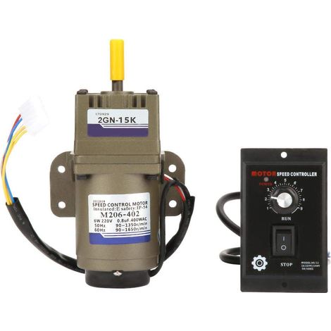 Ej.Life AC 220V 6W Einphasen-Asynchrongetriebemotor Verzögerung Einstellbarer Drehzahlminderungsmotor Stufenlose Drehzahl Umkehrdrehzahlmotor(15K) A (1/5)