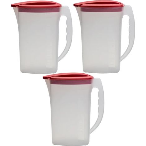 3x Pichet multifonction avec couvercle, 2L, pour jus, eau, thé glacé, réfrigérateur. (1/5)