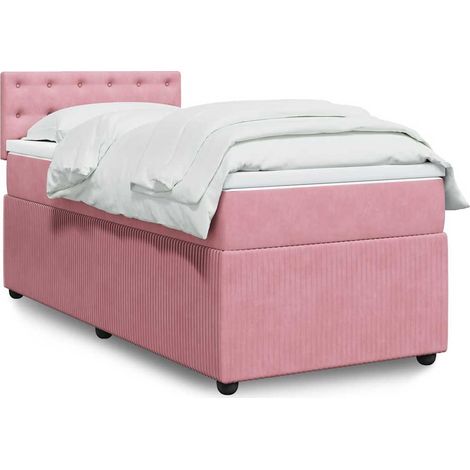 Boxspringbett mit Matratze Rosa 80x200 cm Samt