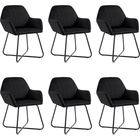 Juego de 6 sillas de cocina comedor de diseño moderno terciopelo negro CDS022740