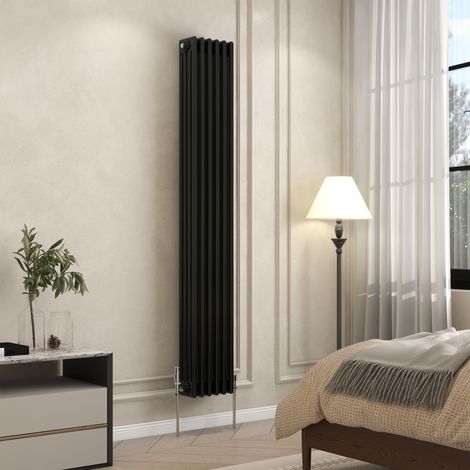 AVER-GROWTH 4 Column Traditional Cast Iron Style Radiator Black 1800x290mm (1/5)