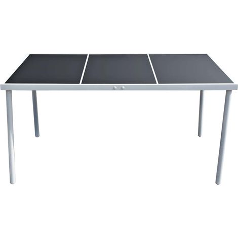 vidaXL Mesa de jardín de acero negra 150x90x74 cm (1/2)