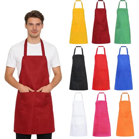 Juego de 10 Delantales de Cocina, Delantales de Arte, Delantales de Trabajo, Delantal de Cerámica, Delantal de Pintura de Artistas Impermeable para Mujeres y Hombres para el Hogar, Restaurante, Manual (1/5)