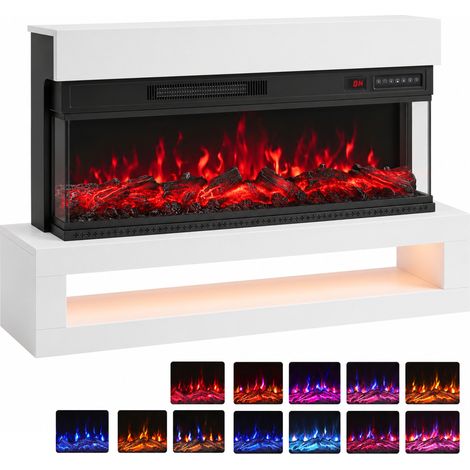 HOMCOM 110cm 3-Sided Electric Fireplace Freestanding and Wall Mounted (1/5)