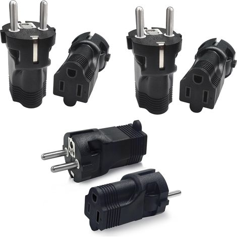 Adaptateur de voyage Type E/F (Allemagne/Europe) — Prise internationale avec 2 sorties — France (Lot de 6)