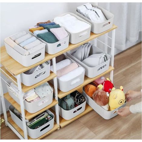 Lot de 6 Boîte Rangement Plastique Panier Rangement Boite Rangement Cuisine Panier et Boîte de Rangement Salle de Bain Caisse (1/4)