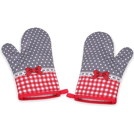 Gants de Four, Gants de Cuisine, Gant Barbecue, Résistant à Chaleur, Coton Doublure, pour Barbecue Boulangerie Micro, Cuisine, grillade, 1 Paire,Gris (1/5)