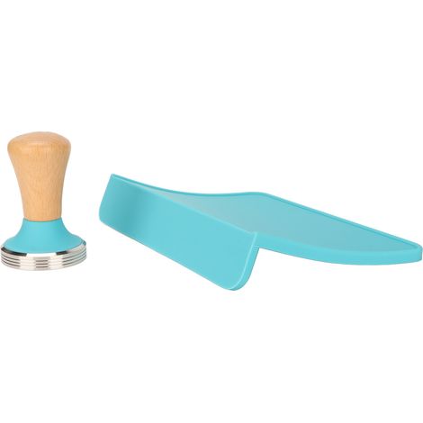 Kit de 2 tasseurs à café en silicone avec manche en hêtre, bleu, 58 mm / 2,28 pouces, pour la maison et le bureau.