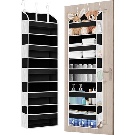 Organiseur de porte avec 5 fenêtres et 10 poches en filet, capacité de charge de 10 kg, organiseur suspendu, noir (1/5)