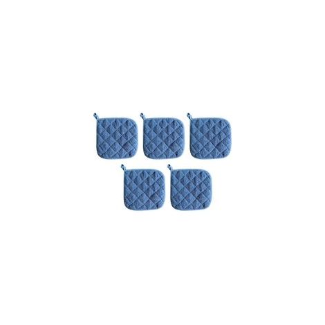 Lot de 5 maniques isolantes, gants de cuisine et dessous de plat - Bleu (1/5)