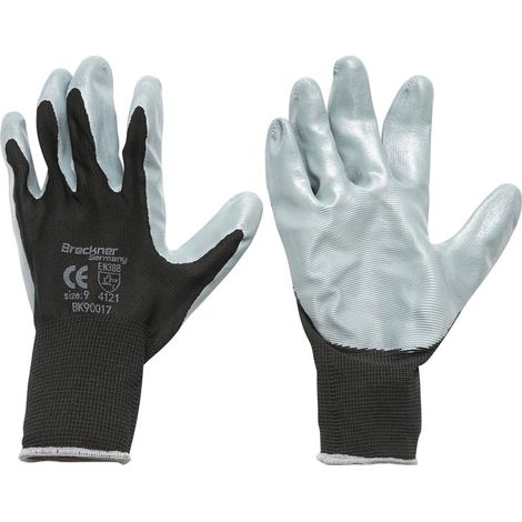 Guanti da lavoro in gomma sintetica nero-grigio taglia 9 Breckner Germany (1/3)