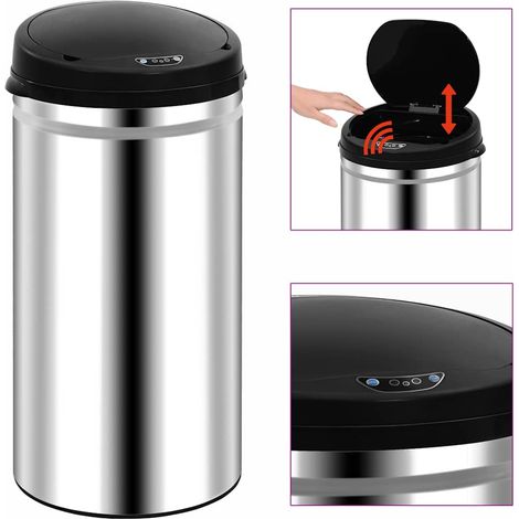 vidaXL Cubo de basura con sensor automático 50 L acero inoxidable (1/5)