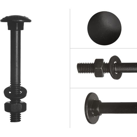 Schlossschrauben mit Mutter und Scheibe verzinkt schwarz M6 x 50