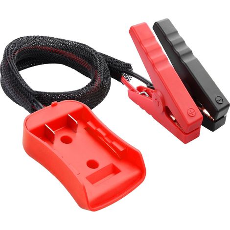 Câbles de démarrage M18 18 V compatibles avec batterie 0,5 m 10 AWG - Gaine en maille tressée - Câbles de démarrage à pince crocodile - Câbles de démarrage de voiture 12 V-18 V pour batterie (1/5)