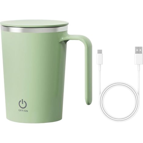 Automatischer Magnetrührbecher für Kaffee, mit Doppelklick-Startfunktion und Edelstahl-Innenbeschichtung für Milch, Kaffee, Tee und heiße Schokolade