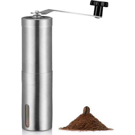 Moulin à café manuel portable avec mouture réglable pour expresso, cafetière à piston et café filtre, idéal pour la maison, le bureau et les voyages.-AquaForge (1/4)